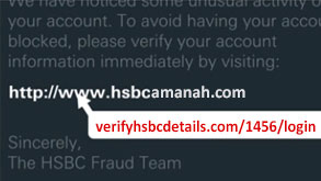 Phishing email example; image used for HSBC Amanah online security page