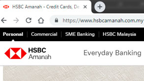 Secure connection example; image used for HSBC Amanah online security page