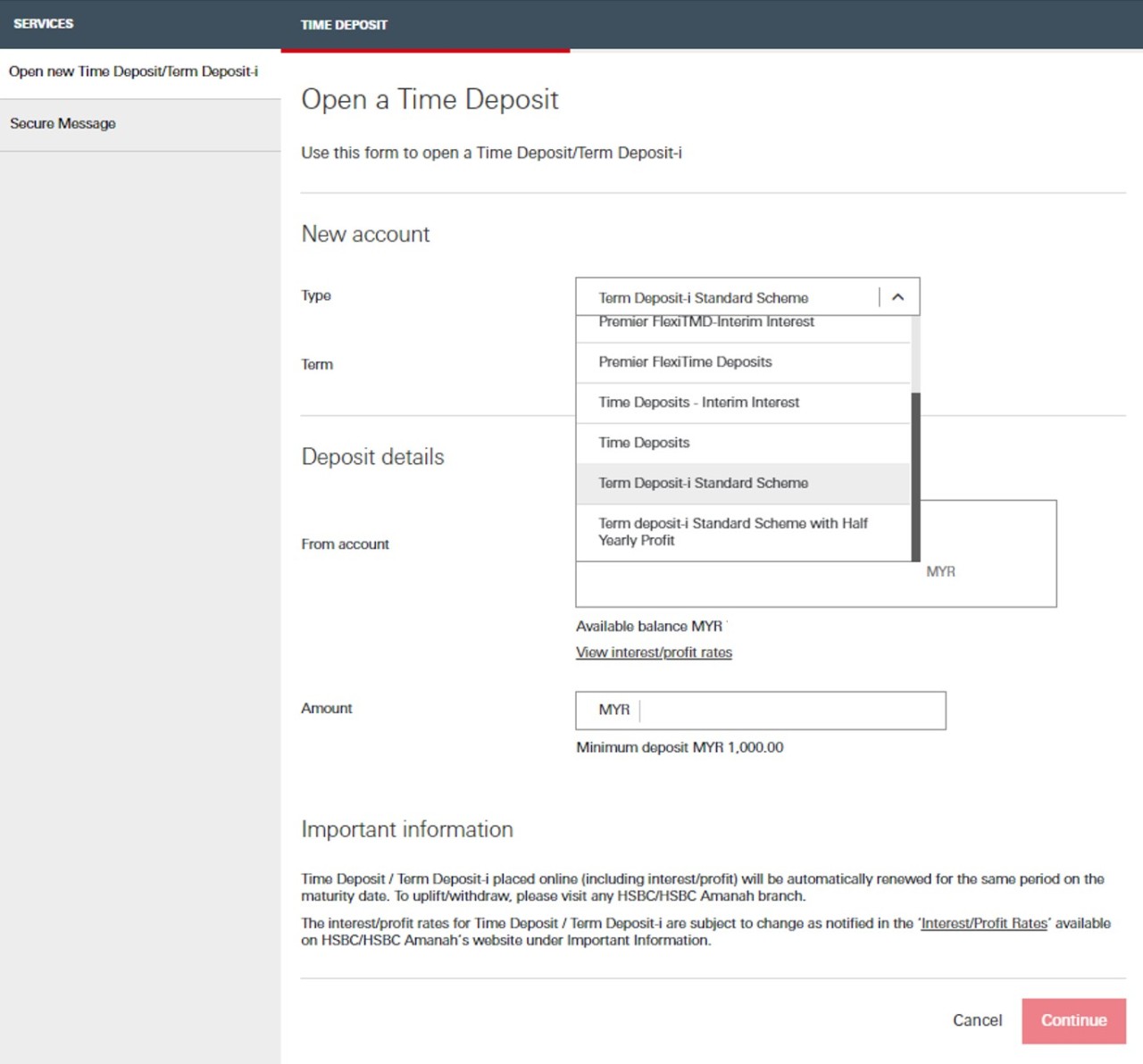 Step 2 open Term Deposit-i account page; image used for HSBC Amanah Term Deposit-i page.