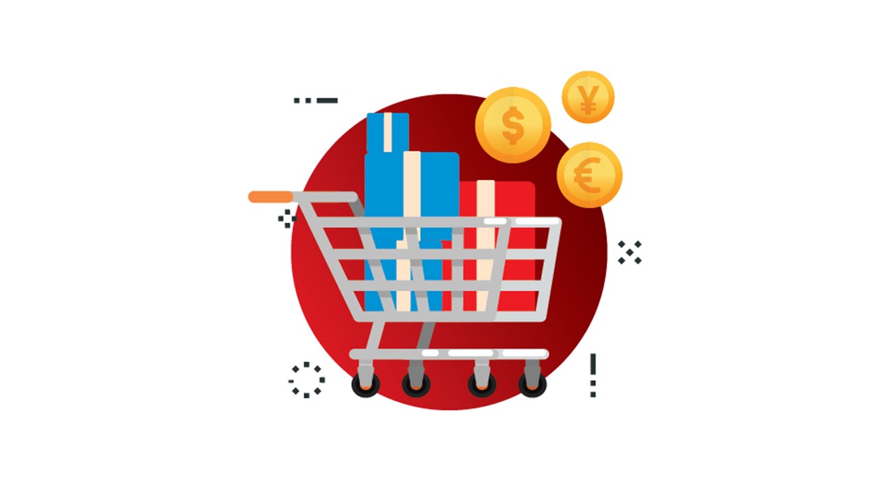 Shopping cart with dollar sign illustration