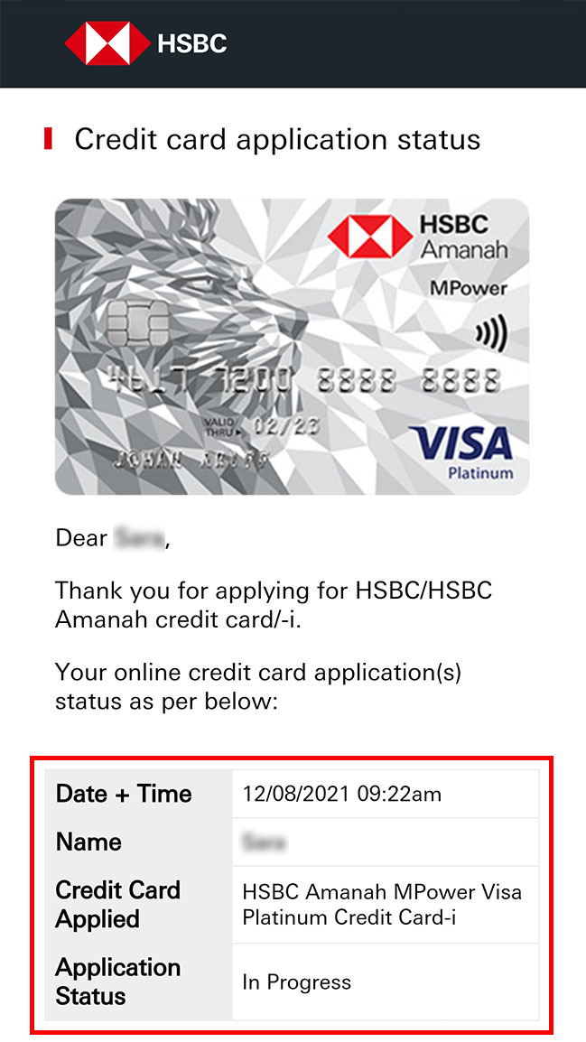 online credit card application status overview