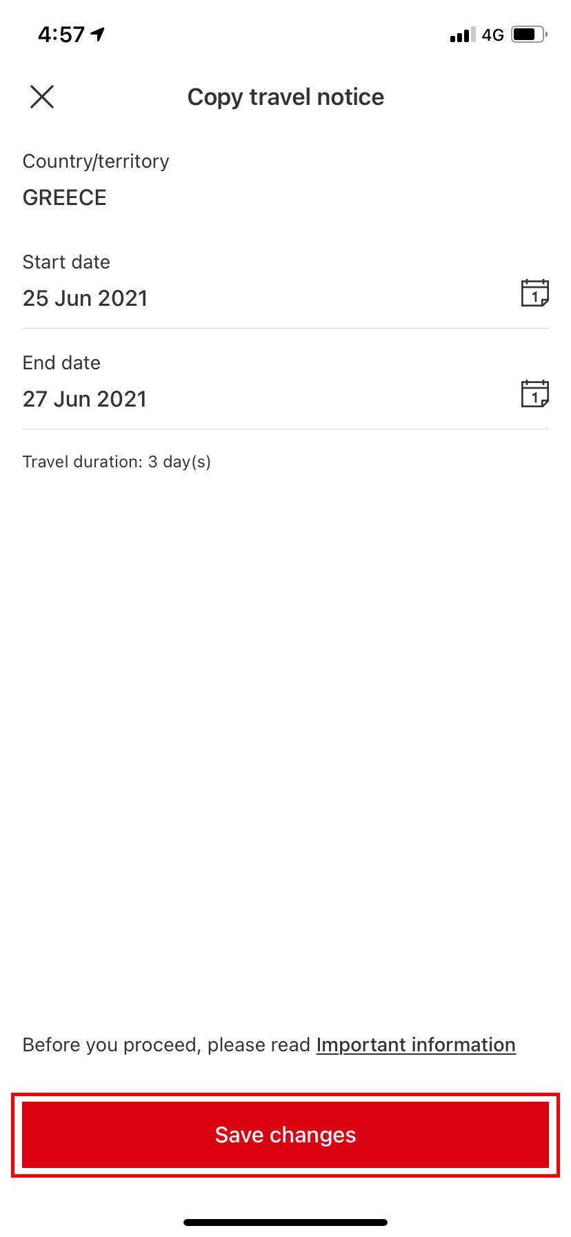 copy feature travel notices page
