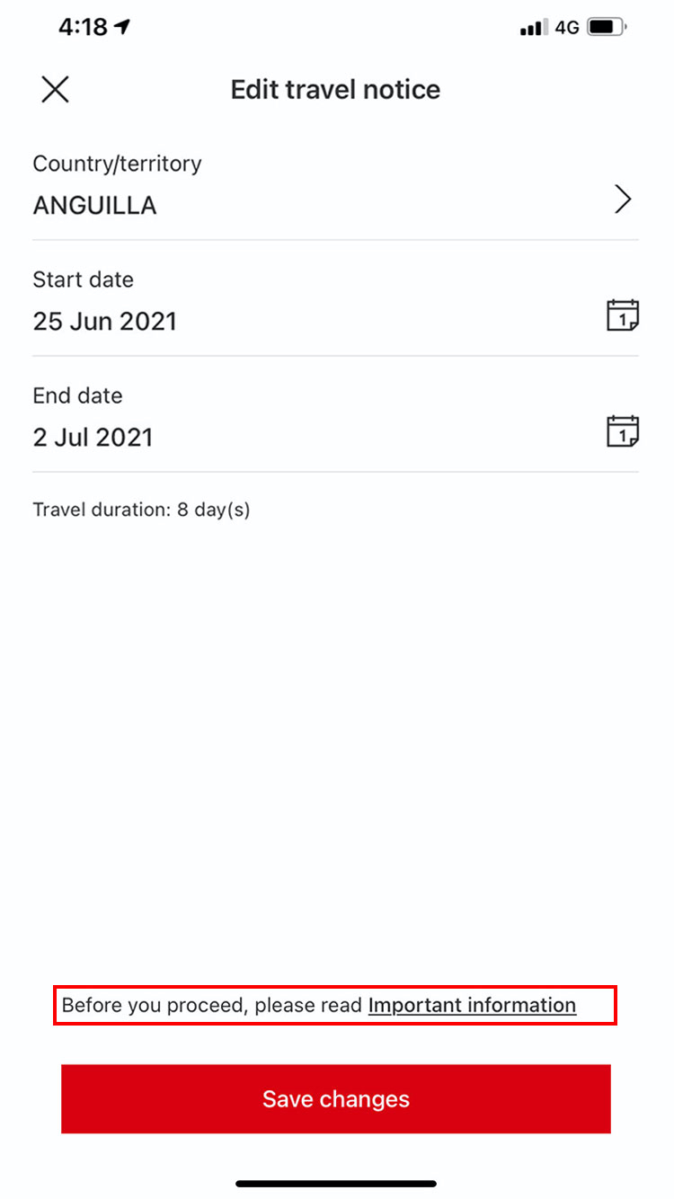 edit feature travel notices page