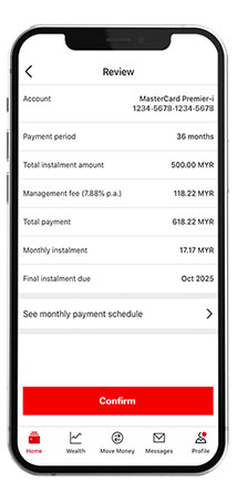 select desired plan and confirm interface