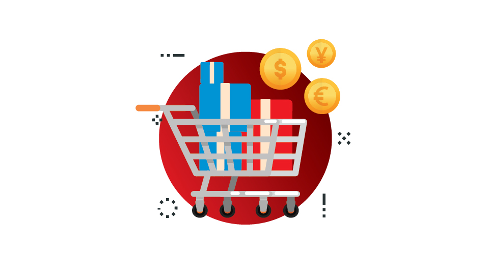 Shopping cart with dollar sign illustration