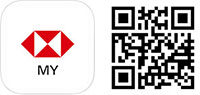 HSBC MY app icon and QR code for app download